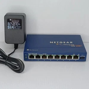 Netgear EN108 TP 10Mbps Ethernet 8 Port Hub EN108TP W/Power Supply - Picture 1 of 9