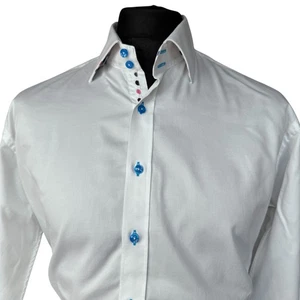 CLAUDIO LUGLI Shirt Mens XL (43-44") Long Sleeve White - Picture 1 of 12