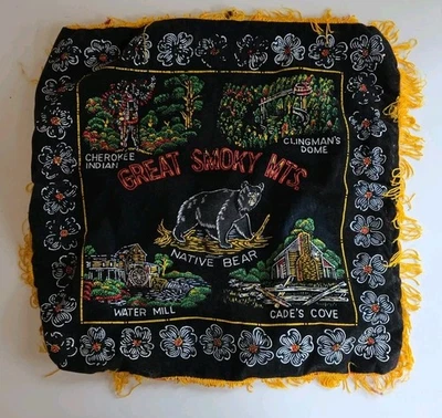VTG 60s Great Smoky Mountains National Park Pillow Case Japan Made (SEE PICS) - Image 1 of 4