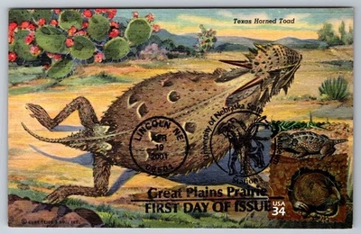 #3506h Great Plains Prairie Short-Horned Lizard & Gopher FDC Maxi Card - Image 1 of 2