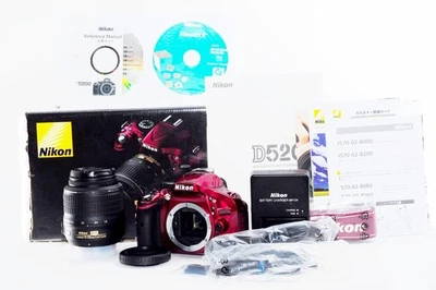Nikon D5200 24.1MP DSLR Camera Red + 18-55mm Lens [Near Mint] 3,751 Shots Japan - Image 1 of 4