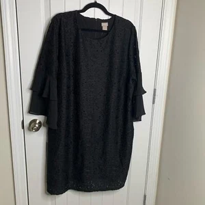 Chico’s black lace ruffle sleeves shift dress size 20 wedding guest party - Picture 1 of 8