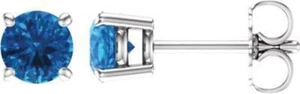 Pendientes de topacio azul suizo en oro blanco de 14 K (5,0 mm) - Imagen 1 de 1
