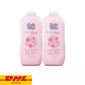 2 x poudre de bébé biologique Babi doux rose doux poudre naturelle peau de bébé 350 g - Photo 1/6