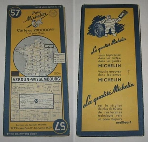 CARTE MICHELIN 57,VERDUN WISSEMBOURG 1951,TBE,DOMMAGES de GUERRE,SARRE,MOSELLE - Imagen 1 de 1