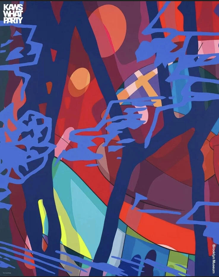 Póster de exposición KAWS - WHAT PARTY Brooklyn Museum 2021 - PUNTUACIÓN DE AÑOS - 38x48 pulgadas Foto 1 de 1