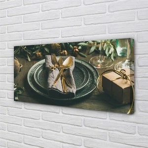 Tulup Leinwandbild 100x50 Wandkunst Teller Besteck kugeln Geschenke - Bild 1 von 6