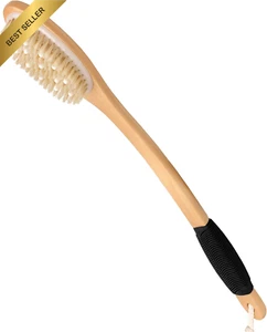 Bath Brush with Cellulite Massagers, Wooden Long Handle Antiskid Dry Brushing Bo - Picture 1 of 12
