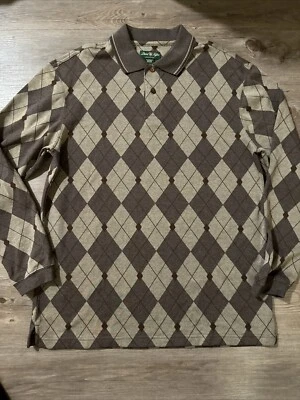 Свитер David Taylor Argyle с длинным рукавом рубашка-поло для гольфа хлопковая смесь размер средний - Изображение 1 из 4