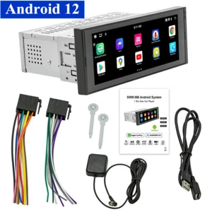 6.86"Single Din Android 12 Car Wireless CarPlay Stereo Bluetooth Radio GPS Navi - Picture 1 of 21