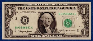USA $1 Series 1963B P-443c - aUNC Banknote B90586661G ( New York) - Picture 1 of 2