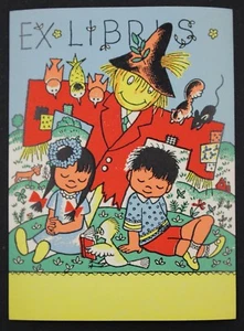Vintage Antique Antioch Bookplate 1940s/50s RARE Childrens Color Lithograph - Picture 1 of 5