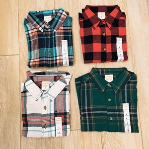 New! Jumping Beans Boys Set Size 6 Flannel Shirt Long Sleeve Button Collar Plaid - Picture 1 of 17