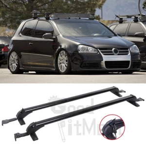 For VW Golf GTI 43.3" Black Top Roof Rack Cross Bars Luggage Cargo Carrier +Lock - Picture 1 of 11