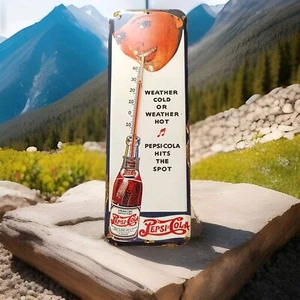Vintage Pepsi cola Thermometer Tin merchandise advertising NOT Porcelain - Picture 1 of 24