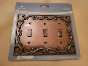 Triple Switch Plate French Lace Sponged Copper Brainerd  64279 - Picture 1 of 2