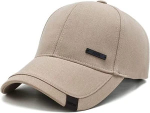 Vintage Cotton Dad Hat with Double Layer Peaks Adjustable One Size, Khaki  - Picture 1 of 7