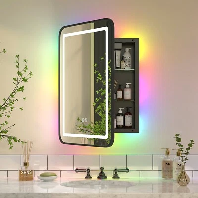 LED Bathroom Mirror RGB Color Changing Backlit Dimmable Anti-Fog Vanity Mirror - Image 1 of 4