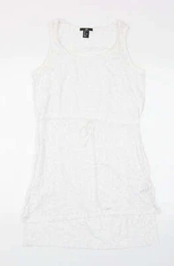 H&M Womens White Animal Cotton Blend Tunic Tank Size S - Leopard Prin - Picture 1 of 12