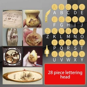 Soldering Iron Head Set Wood Burning Pen Tips Kit 26 Letters Pyrography Marking - Picture 1 of 12
