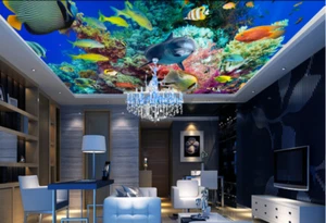 3D Beautiful Coral Sea 7 Ceiling Wall Paper Print Wall Indoor Wall Murals CA - Picture 1 of 6