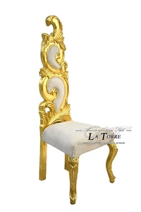 Poltrona trono barocco sedia fiamma h145 oro vellutino ghiaccio AR6970 - Foto 1 di 3