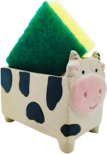 Cute Kitchen Accessory Ceramic Cow Sponge Holder Farmhouse Cow Design Brown Kitc - Picture 1 of 12