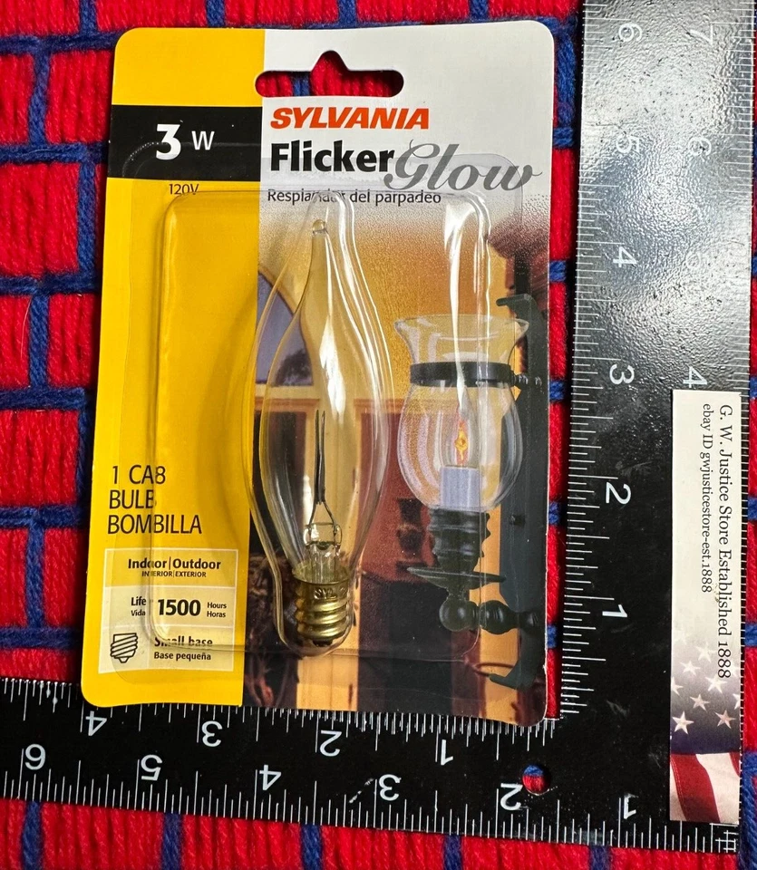 FLICKER FLAME LIGHT BULB 3 watt E12 candelabra base flickering candle neon 3w C7 - Image 1 of 4