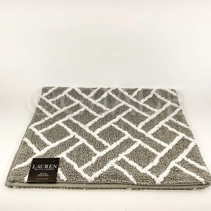 Ralph Lauren Bathroom Rug Mat Gray White 21" x 34" Resistant Anti-Slip Chevron - Picture 1 of 6
