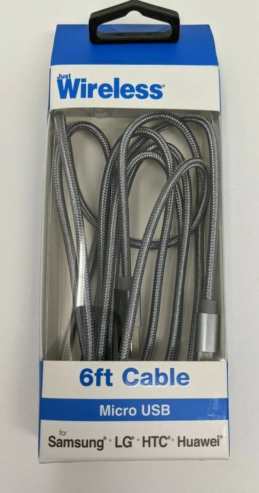 Just Wireless 6ft Braided Micro USB to USB-A Cable - Slate Gray - Image 1 of 1