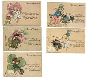 Vintage Tuck Valentine Postkarten (5) Serie Nr. 3 "Aus vielen Ländern" - Bild 1 von 2