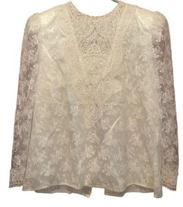 Blusa de encaje Scott McClintock estilo victoriano de los años 80 cuello alto XL Cottagecore - Imagen 1 de 7