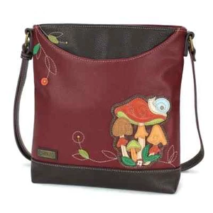 NEW CHALA MAROON MUSHROOMS SWEET MESSENGER CROSSBODY TOTE PURSE FAUX LEATHER - Picture 1 of 5