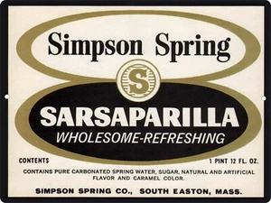 Letrero de reproducción de metal vintage de zarzaparrilla Simpson Spring 9"x12" - Imagen 1 de 3