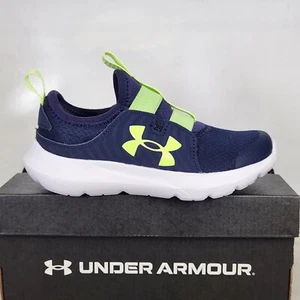Size 12 Little Kids - Under Armour BPS Outhustle 2 Slip On - Blue / Green - Picture 1 of 7