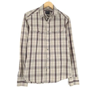 Vintage Peak Performance Men Shirt Beige Plaid Flannel Cotton Fj9 Size M - Picture 1 of 6