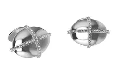 Brilliant Round Cut Cubic Zirconia In 925 Real Silver Dome Cross Men's Cufflinks - Image 1 of 4
