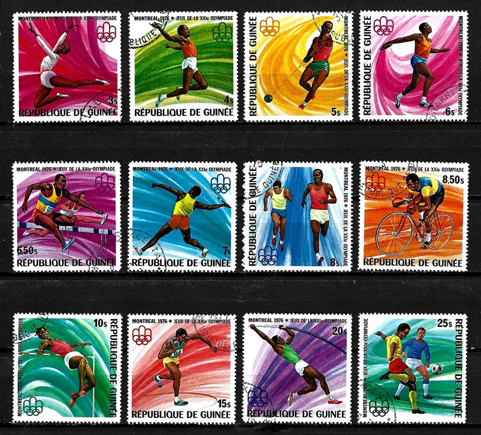 GUINEA, SCOTT # 707-717, USED CTO SET OF 12 MONTREAL OLYMPIC GAMES YEAR 1976 - Image 1 of 1
