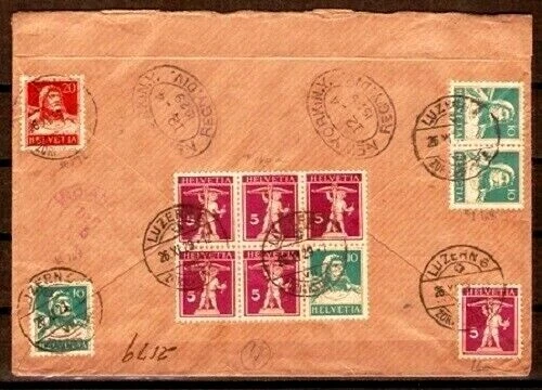 Switzerland  Sc UNLISTED  BOOKLET PANE ON REGIST COVER 1929 TO USA  ARR VF - Image 1 of 2