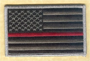 HOOK/LOOP US flag 3.5" black/grey stars left red line patch fire FRED-V - Bild 1 von 1
