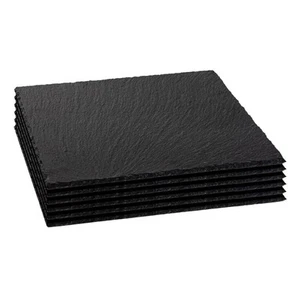 6x Square Slate Placemats 33cm Natural Rustic Dining Table Place Mats Set - Picture 1 of 6