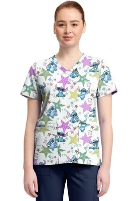 Lilo And Stitch Cherokee Scrubs Tooniforms Disney V Neck Top TF796 LHFL - Image 1 of 4