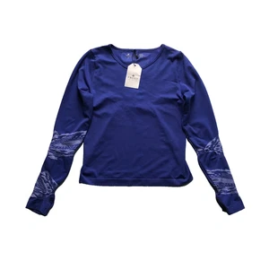 Top Frost Yoga Donna Blu Manica Lunga Crest Palestra Activewear Elasticizzato Abbigliamento Sportivo - Foto 1 di 11