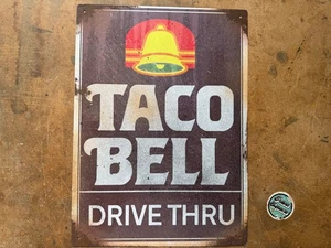 Taco Bell Drive Thru Sign Rusty Weathered Worn 1990's retro - Picture 1 of 3