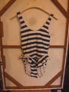 BEACH RIOT WILLOW NAVY STRIPE RUFFLE TRIM ONE PIECE SWIMSUIT     WM Sz. XS  NWOT - Picture 1 of 3
