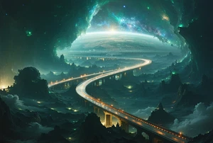 Surreal Highway Through Cosmic Cavern Nebula Space Poster Art Print 24 x 16 in - Picture 1 of 1