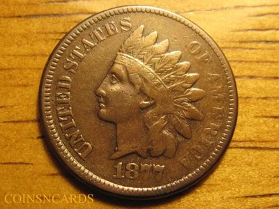 Centavo cabeza india 1877 1C llave a la serie opción multitono belleza fina ¡escaso! Foto 1 de 4