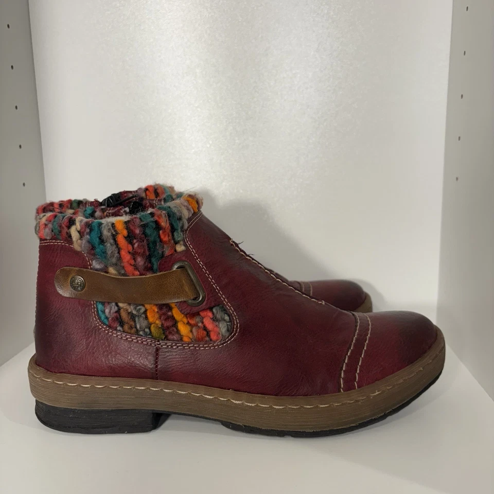 Rieker Félicitas Women's Sherpa Lined Leather Ankle Boots Ruby Red Size 8.5 (40) - Image 1 of 4