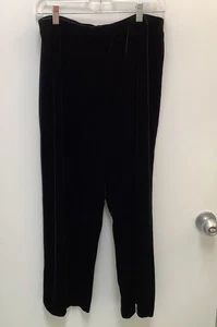 CHICO'S Holiday Dress Pants Black Velour Straight Leg sz 3 Short (16-18) - Picture 1 of 4