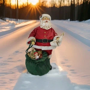 1996 KIRKLAND 10.5" SANTA FIGURINE ~NAUGHTY AND NICE ~ FABRIC MACHE - Picture 1 of 14